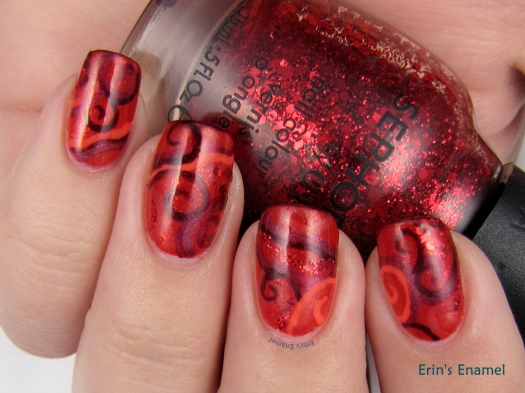 31 Day Challenge: Day 1 - Red Swirl Nail Art | Erin's Enamel